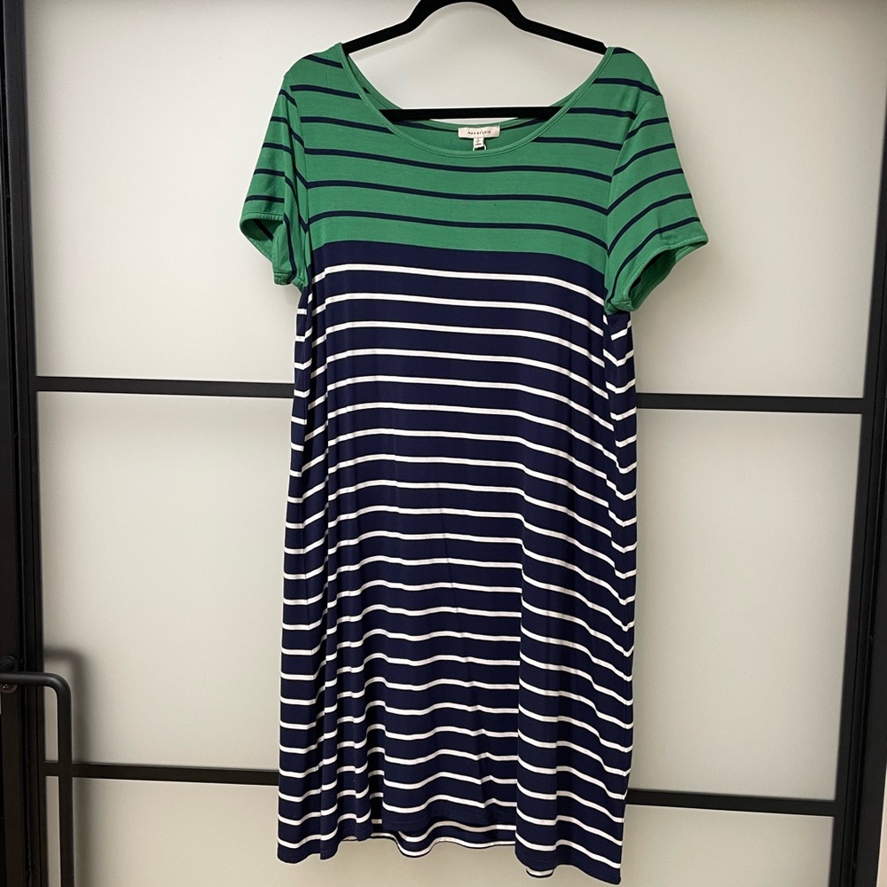 Max Studio rayon striped dress size large